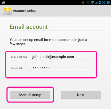 Enter email and password